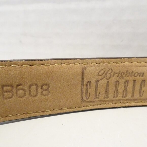 Brighton Embossed Snakeskin Leather Belt Size M 30 Brown Mixed Metal Buckle - Picture 5 of 5